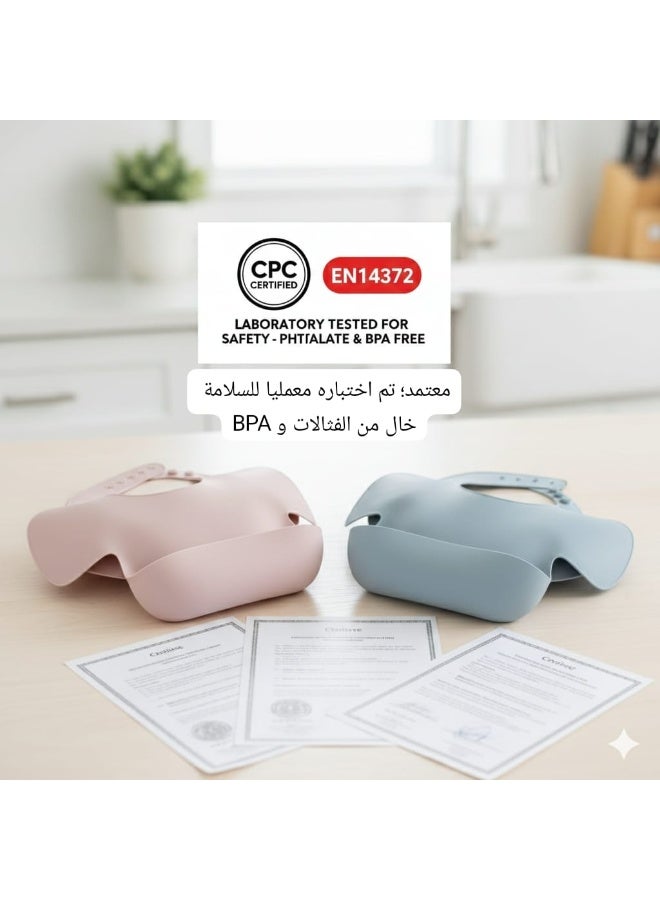 مريلة أطفال سيليكون صدارية سيليكون بتصميم الأجنحة لحماية الأكتاف - معتمدة عالمياً (CPC & EN14372) - قطعة واحدة. - Image 2